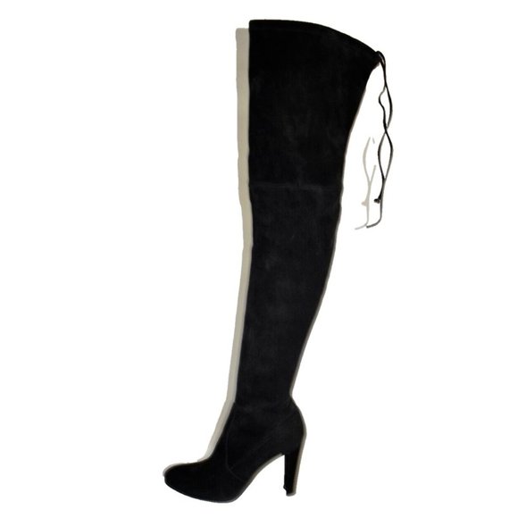 Stuart Weitzman Highland OTK Stretch Suede Boot Black Size 8.5 M MSRP $950 DD380 - Picture 6 of 11